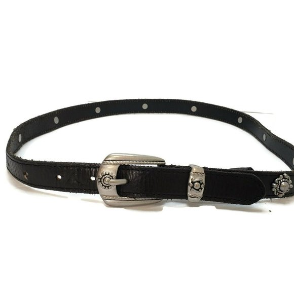 Urban Outfitters Accessories - Urban Outfitters Womens Cow Leather Belt Size M Black Western Silver Buckle